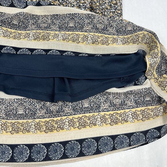 Knox Rose Brown Yellow Floral Flutter Sleeve A-Line Boho Peasant Dress Medium - Picture 9 of 12